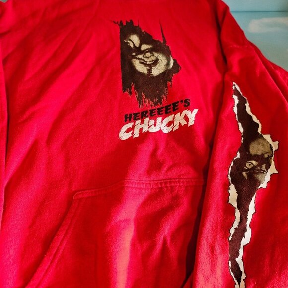 Chucky Child's Play Horror Movie Hoodie Red Halloween Pullover Sweatshirt EUC - Picture 4 of 4